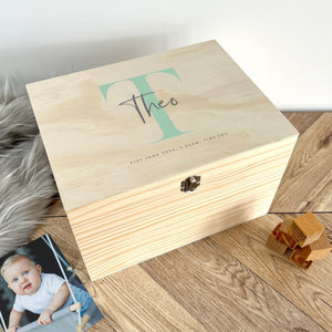 Personalised Initial New Baby Keepsake Box Various Colours - 5 Sizes