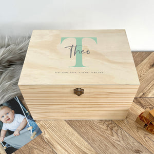 Personalised Initial New Baby Keepsake Box Various Colours - 5 Sizes