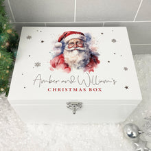 Load image into Gallery viewer, Personalised Traditional Santa Christmas Eve Box White Wooden Memory Box - 3 Sizes (22cm | 27cm | 30cm)
