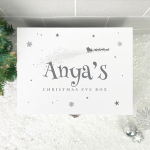 Personalised White Wooden Santa Sleigh Christmas Eve Box - 3 Sizes (22cm | 27cm | 30cm)