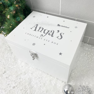 Personalised White Wooden Santa Sleigh Christmas Eve Box - 3 Sizes (22cm | 27cm | 30cm)