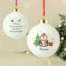 Load image into Gallery viewer, Personalised Christmas Penguin NICU Bauble
