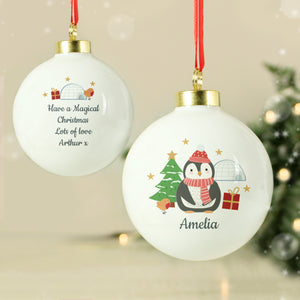 Personalised Christmas Penguin NICU Bauble