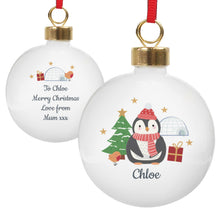 Load image into Gallery viewer, Personalised Christmas Penguin NICU Bauble
