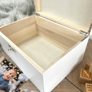 Personalised Initial New Baby White Wooden Memory Box - 3 Sizes (22cm | 27cm | 30cm)